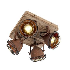Priemyselné bodové svetlo hrdzavohnedé s dreveným sklonom 4-svetlo - Gina vyobraziť