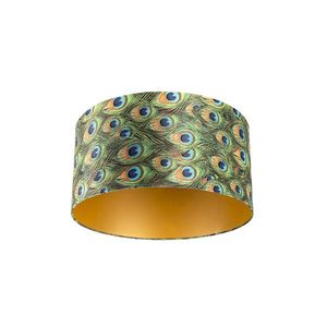 Zamatový tienidlo s dizajnom páva 50/50/25 so zlatým vnútrom vyobraziť