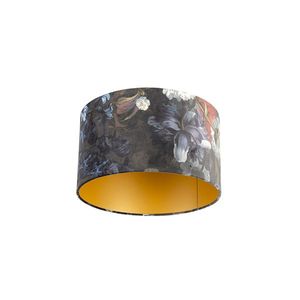 Zamatový tienidlo s kvetinovým vzorom 35/35/20 zlatý interiér vyobraziť