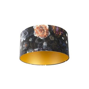 Zamatový tienidlo s kvetinovým vzorom 50/50/25 zlatý interiér vyobraziť