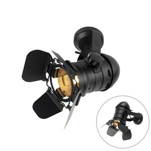 Priemyselné štúdiové reflektorové svetlo čierne otočné a naklápateľné - Movie vyobraziť