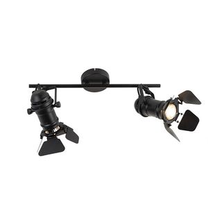 Priemyselné bodové svetlo čierne 2-žiarovkové s klapkami - Movie vyobraziť