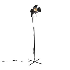 Priemyselná stojaca lampa čierna s nastaviteľným svetlom - Movie vyobraziť
