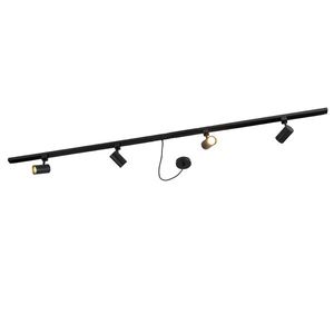 1-fázový koľajnicový systém čierny so 4 reflektormi a okrúhlym I-napájaním - Jeana vyobraziť