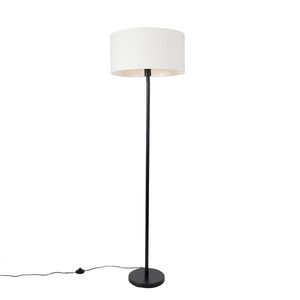 Stojaca lampa čierna s tienidlom bielym 50 cm - Simplo vyobraziť