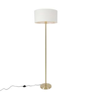 Stojaca lampa mosadz s bielym tienidlom 50 cm - Simplo vyobraziť