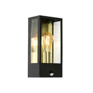 Vonkajšia nástenná lampa čierna so zlatom a detektorom pohybu - Rotterdam vyobraziť