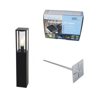 Vonkajšia stĺpová lampa čierna 80 cm so zemným hrotmi a káblovou objímkou - Charlois vyobraziť
