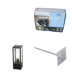 Stojaca vonkajšia lampa čierna 40 cm so zemným hrotom a káblovou žľabkou - Charlois vyobraziť