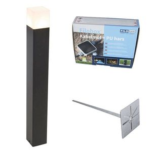 Vonkajšia záhradná lampa čierna s opálovým sklom 70 cm zemný hrot a káblová svorka - Denmark vyobraziť