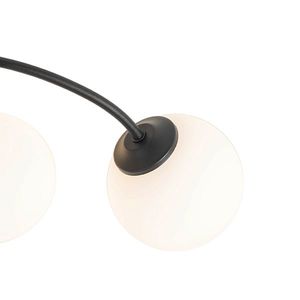 Moderné stropné svietidlo čierne s opálovým sklom 6-žiarovkové - Atény vyobraziť