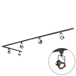 Priemyselný koľajnicový systém čierny s 5 reflektormi 1-fázový - Suplux vyobraziť