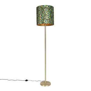 Stojaca lampa mosadz s tienidlom páv 40 cm - Simplo vyobraziť