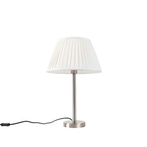Klasická stolná lampa oceľ s plisovaným tienidlom biela 35 cm - Simplo vyobraziť