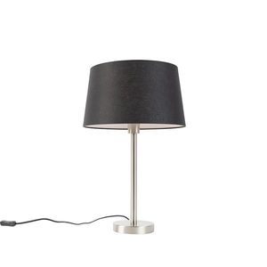 Moderná stolná lampa oceľ s čiernym tienidlom 35 cm - Simplo vyobraziť