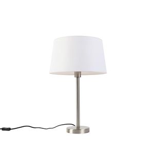 Moderná stolná lampa oceľ s bielym tienidlom 32 cm - Simplo vyobraziť