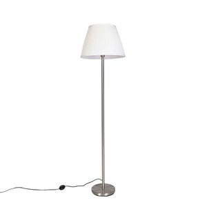 Moderná stojaca lampa oceľová s bielym plisovaným tienidlom 45 cm - Simplo vyobraziť