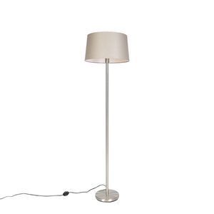 Moderná stojaca lampa oceľ s tienidlom taupe 45 cm - Simplo vyobraziť