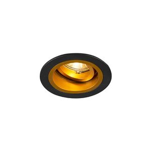 Okrúhly zapustený reflektor čierny so zlatom otočný a naklápateľný - Chuck vyobraziť