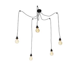 Priemyselné závesné svietidlo čierne 5-svetlo - Cava vyobraziť