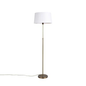 Stojaca lampa bronzová s ľanovým tienidlom bielym 45 cm nastaviteľná - Parte vyobraziť