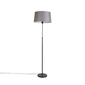 Stojaca lampa čierna s tmavosivým ľanovým tienidlom 45 cm - Parte vyobraziť