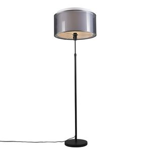 Stojaca lampa čierna s čiernym/bielym tienidlom 47 cm nastaviteľná - Parte vyobraziť
