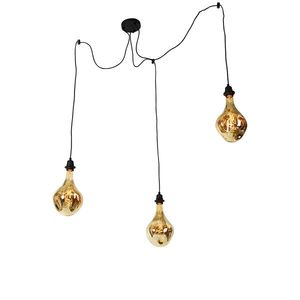 Závesné svietidlo čierne 3-svetlo vrátane LED zrkadla zlaté stmievateľné - Cava Luxe vyobraziť