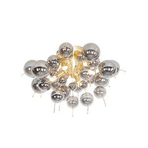 Dizajnové stropné svietidlo mosadzné s dymovým sklom 4-svetlo - Explode vyobraziť