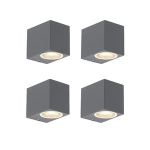 Sada 4 moderných nástenných svietidiel tmavosivá IP44 - Baleno vyobraziť