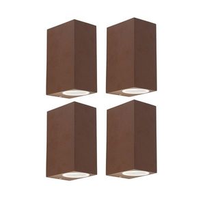 Sada 4 nástenných svietidiel hrdzavo hnedá 2-žiarovková IP44 - Baleno I vyobraziť