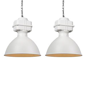 Sada 2 priemyselných závesných svietidiel malých matných bielych - Sicko vyobraziť
