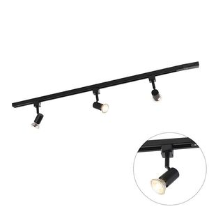 Moderný 1-fázový koľajnicový systém s 3 reflektormi čierny - Jeany vyobraziť