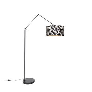 Stojaca lampa čierna so zebra tienidlom 50 cm - Editor vyobraziť