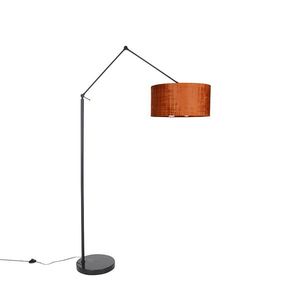 Moderná stojaca lampa čierna s oranžovým tienidlom 50 cm - Editor vyobraziť