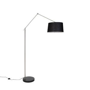 Moderná stojaca lampa oceľ s tienidlom čierny ľan 45 cm - Editor vyobraziť