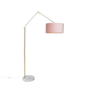 Moderná stojaca lampa zlatý zamatový tienidlo ružový 50 cm - Editor vyobraziť