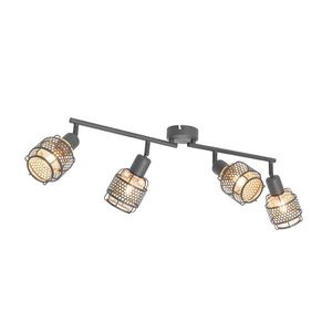 Dizajnové stropné svietidlo čierne so zlatom 4-žiarovkové obdĺžnikové - Noud vyobraziť