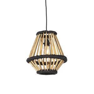 Orientálny závesný luster bambusový s čiernou 32 cm - Evalin vyobraziť