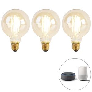 Sada 3 inteligentných žiaroviek E27 Dim to Warm LED G95 Goldline 7W 806lm 1800K - 3000K vyobraziť