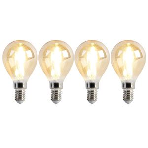 Sada 4 stmievateľných LED žiaroviek E14 P45 zlatá 3, 5W 330lm 2100K vyobraziť
