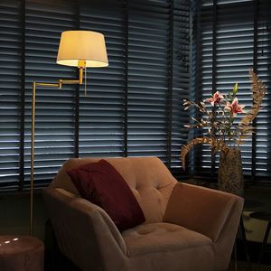 Klasická bronzová stojaca lampa s nastaviteľným bielym tienidlom - Ladas Fix vyobraziť