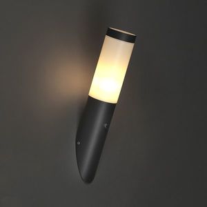 Moderná vonkajšia nástenná lampa tmavosivá IP44 so senzorom súmraku - Rox vyobraziť