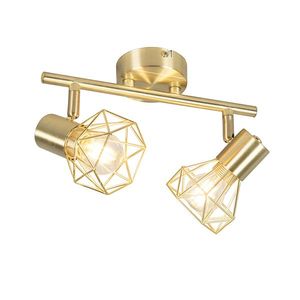 Bodové svetlo Art Deco mosadzné sklápateľné a otočné 2-žiarovkové - Mosh vyobraziť