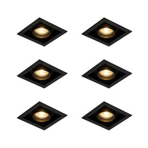 Sada 6 moderných zapustených bodových svetiel čierna nastaviteľná - Roof vyobraziť