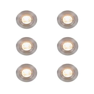 Sada 6 moderných zapustených bodových svetiel oceľ okrúhle IP44 - Xena vyobraziť