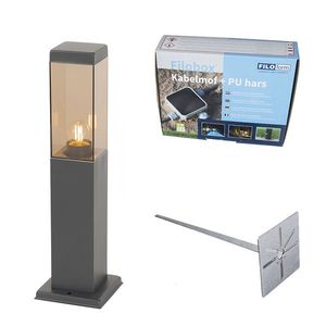 Moderný vonkajší lampový stĺp tmavosivý s dymom 45 cm - Malios vyobraziť