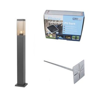 Moderné vonkajšie stojanové svietidlo tmavosivé s dymovým sklom 80 cm - Malios vyobraziť