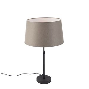 Stolná lampa čierna s tienidlom z ľanu taupe 35 cm nastaviteľná - Parte vyobraziť