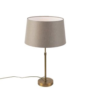 Stolná lampa bronzová s tienidlom z ľanu taupe 35 cm - Parte vyobraziť
